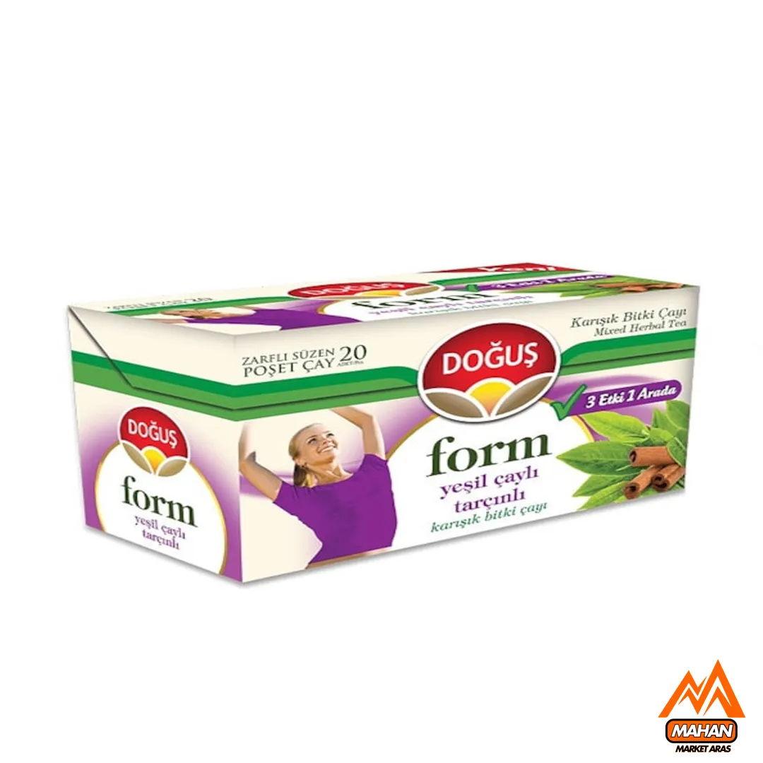 دمنوش گیاهی کیسهای فرم چای سبز و دارچین دوغوش DOGUS تعداد 20 عددی