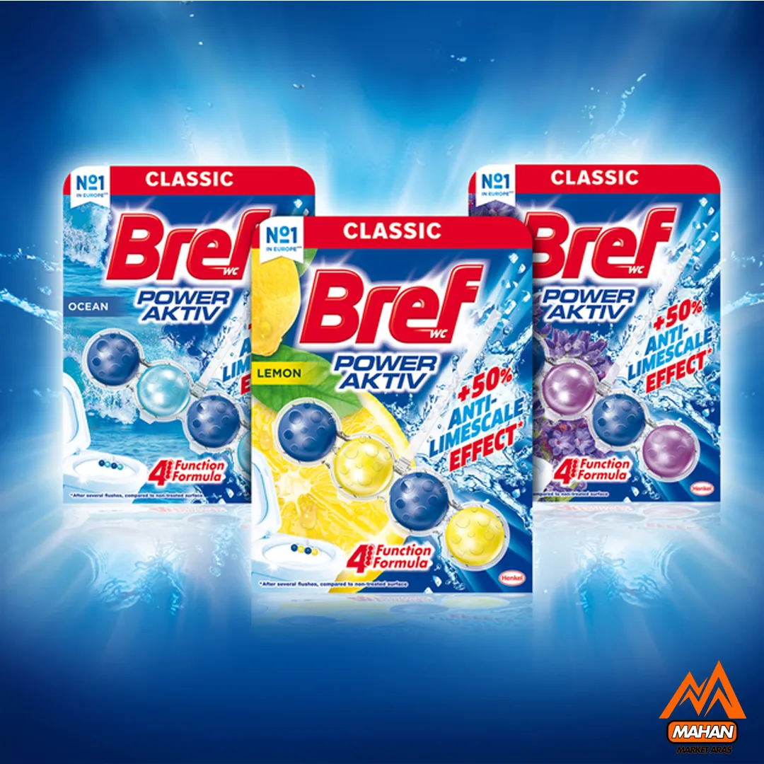 خوشبوکننده توالت فرنگی برف BREF رایحه اسطوخودوس حجم 2x50 گرم ( 8 تایی ) مدل Bref WC Power Aktiv Lavender 2x50gr - Image 2
