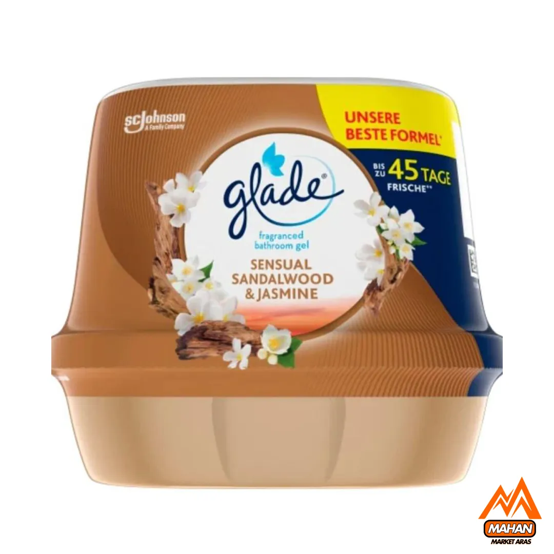 ژل خوشبوکننده هوا چوب صندل و یاس گلید Glade حجم 180 میل، رایحه گرم چوب صندل و یاس. ماندگاری 30 روز، مناسب فضاهای کوچک و خانه!