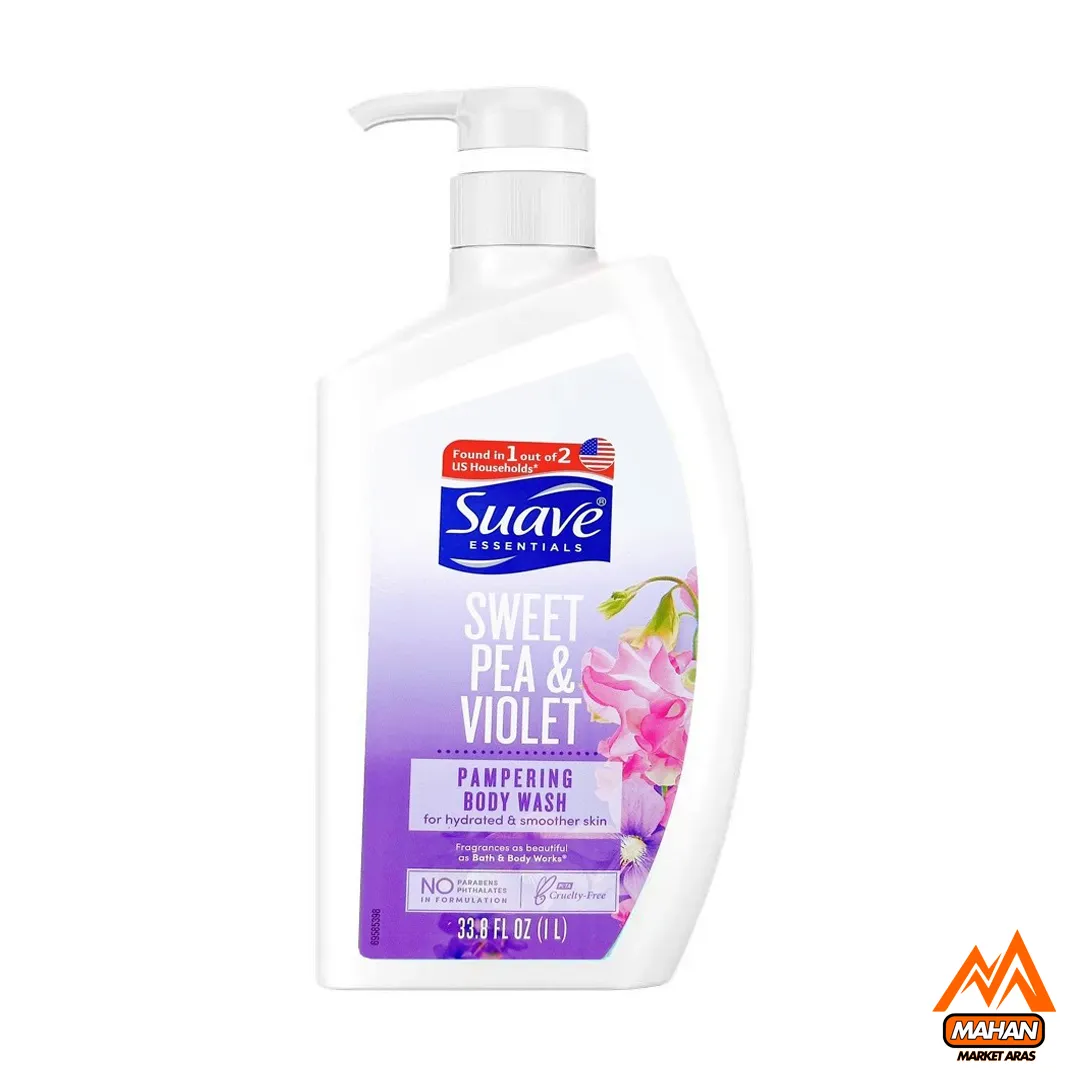 شامپو بدن گل نخود و گل بنفشه سواو Suave حجم 1 لیتر Suave Essentials Sweet Pea and Violet Body Wash 1000ML