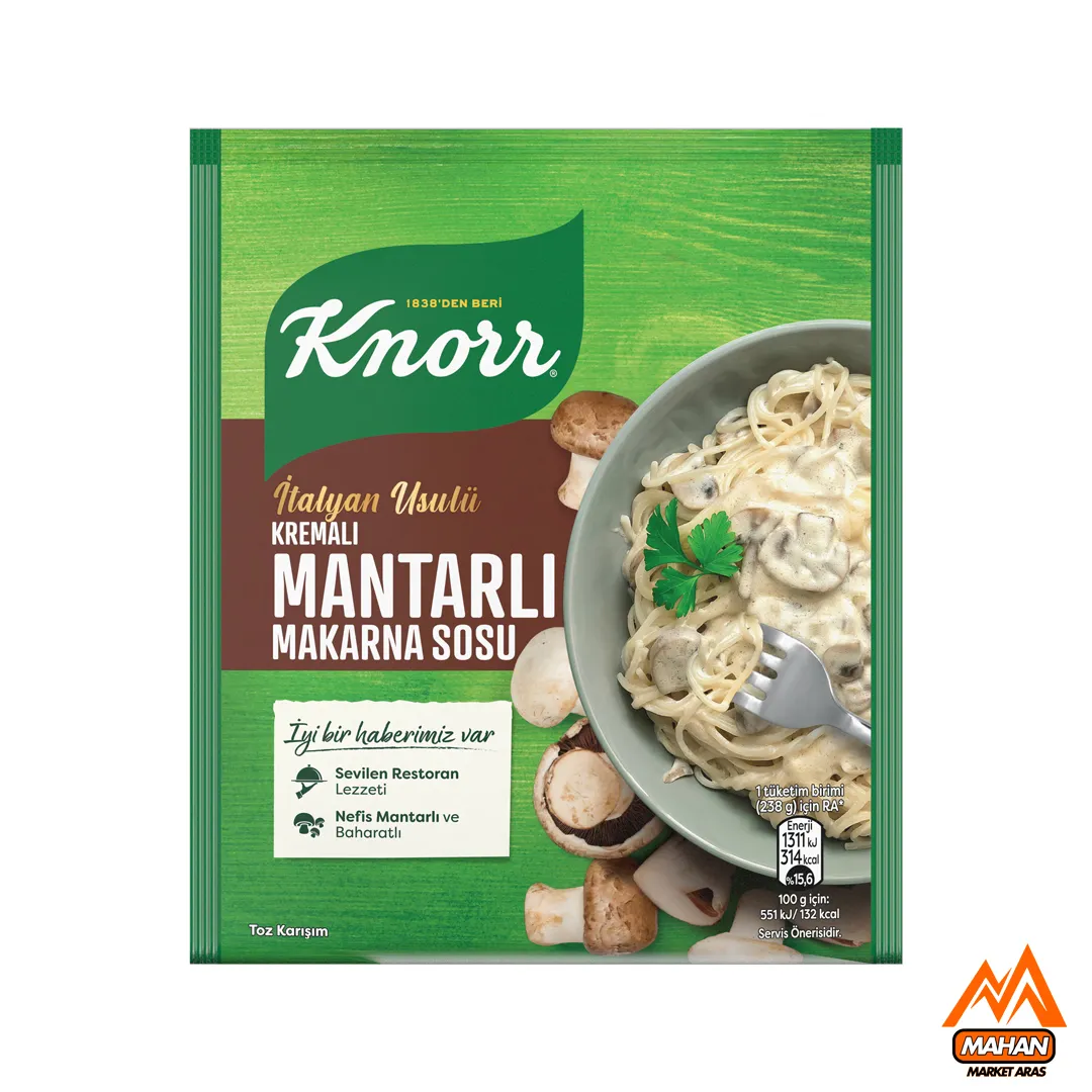 سس ماکارونی قارچ و خامه کنور Knorr حجم 52 گرم مدل Knorr Kremalı Mantarlı Makarna Sosu 52gr