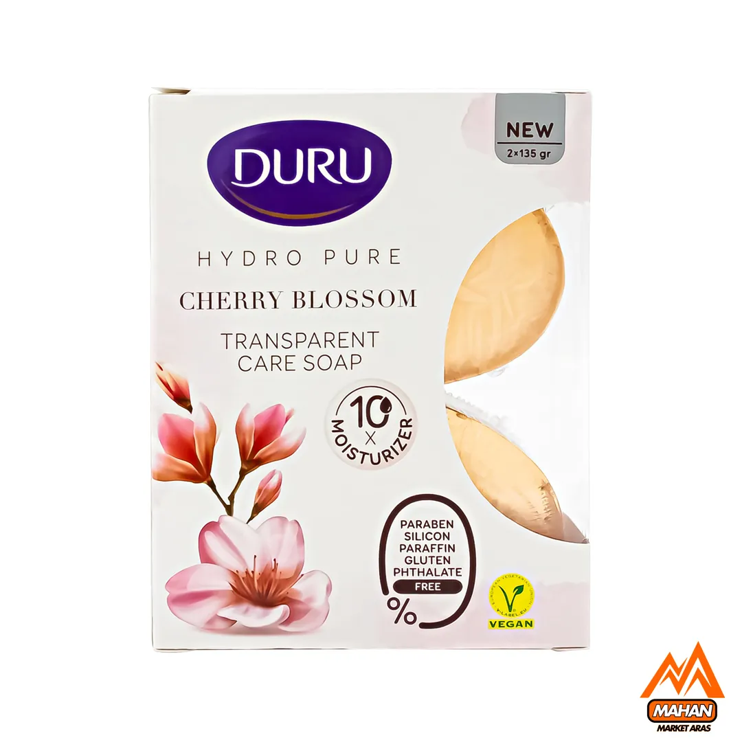صابون شفاف دورو DURU مدل Sakura Çiçeği با رایحه شکوفه گیلاس بسته 2 عددی 270 گرم Duru Hydro Pure Sakura Çiçeği Sabunu 2x135 270gr - Image 2