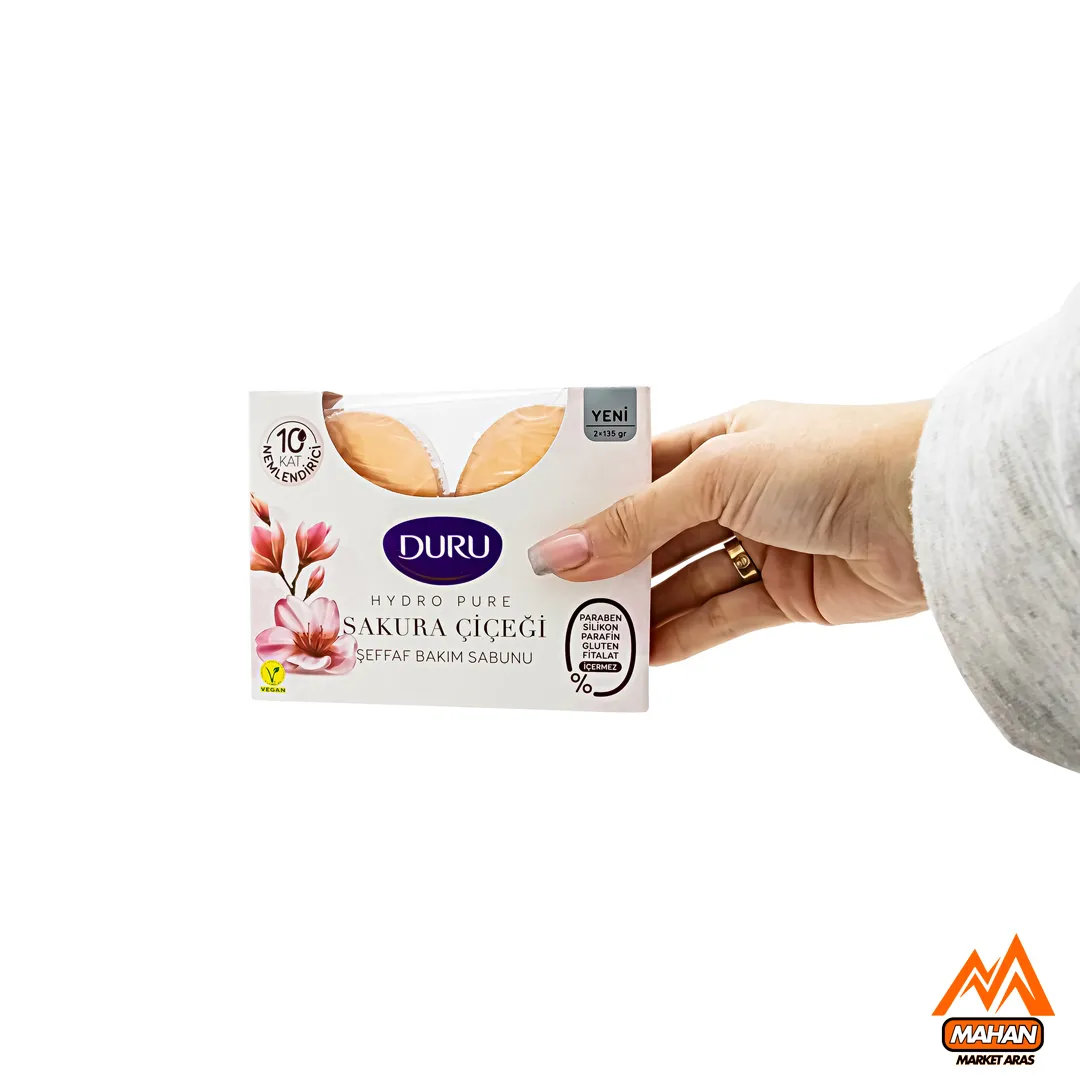 صابون شفاف دورو DURU مدل Sakura Çiçeği با رایحه شکوفه گیلاس بسته 2 عددی 270 گرم Duru Hydro Pure Sakura Çiçeği Sabunu 2x135 270gr - Image 3