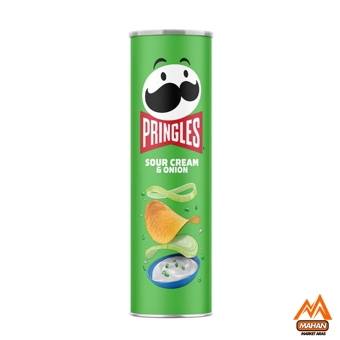 چیپس پرینگلز Pringles طعم پیاز و خامه ترش 165 گرم Pringles Sour Cream & Onion Crisps 165gr