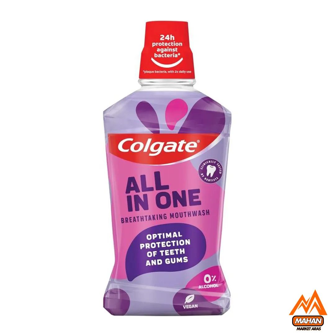 دهانشویه کلگیت Colgate مدل All In One حجم 500 میل Colgate All In One Breath Taking Mouthwash 500ml