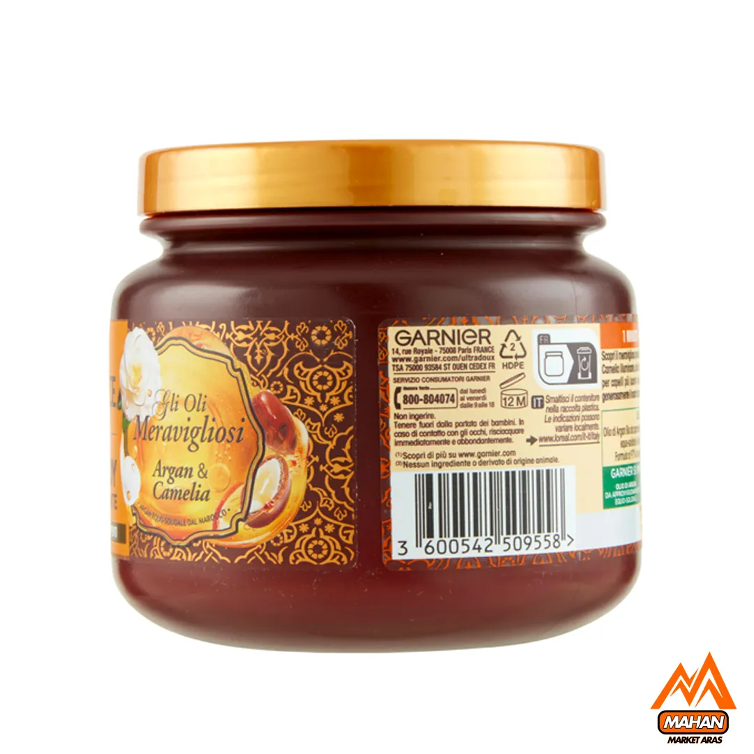 ماسک موی مغذی و درخشان کننده روغن آرگان و گل کاملیا گارنیر Garnier حجم 340 میل - تصویر 2