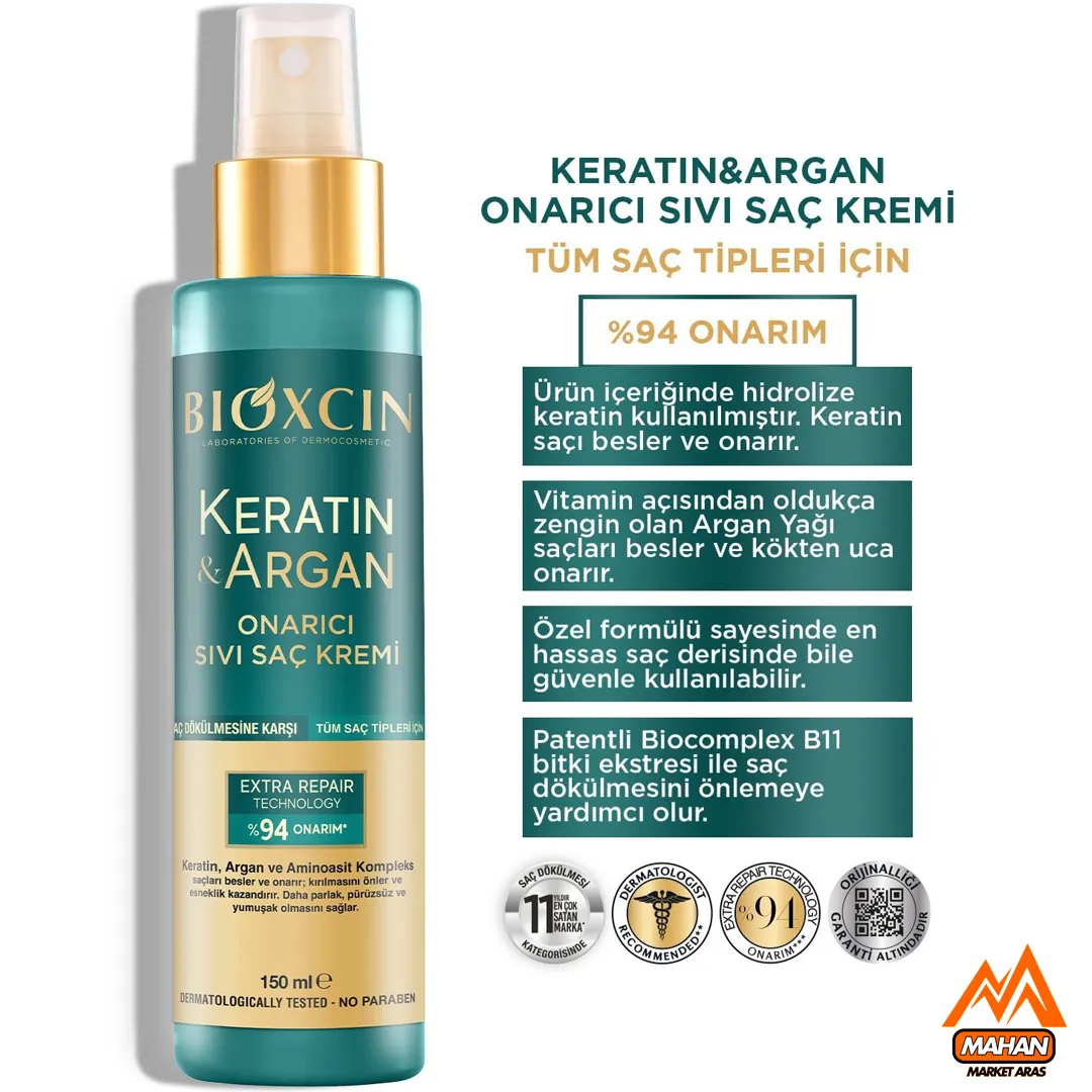 اسپری نرم کننده و ترمیم کننده مو حاوی روغن آرگان بیوکسین Bioxcin حجم 150 میل - Image 2