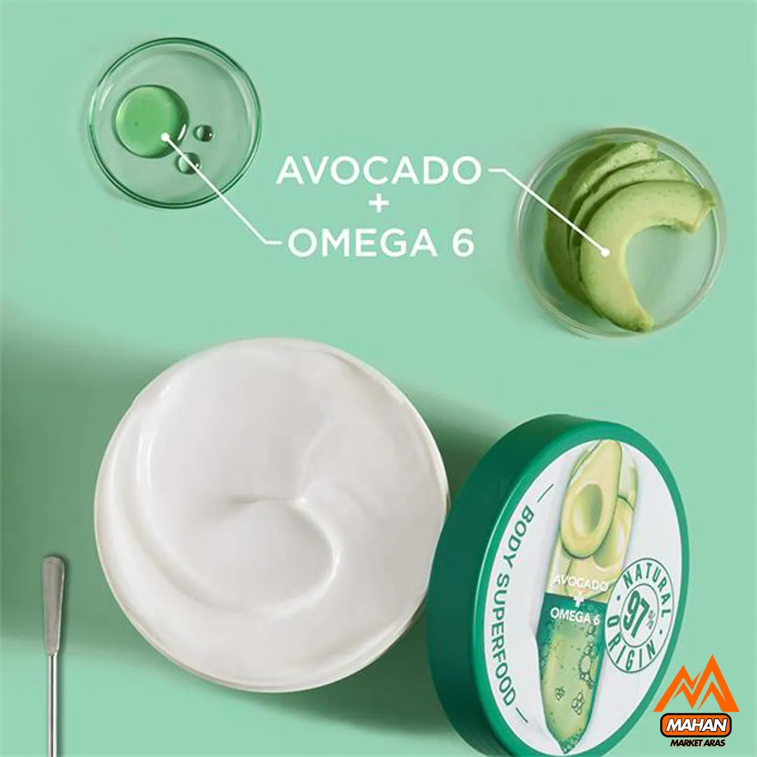 کرم بدن آبرسان و مرطوب کننده آواکادو و امگا 6 گارنیر Garnier مدل Superfood مناسب برای پوست خشک و حساس حجم 380 میل - Image 2