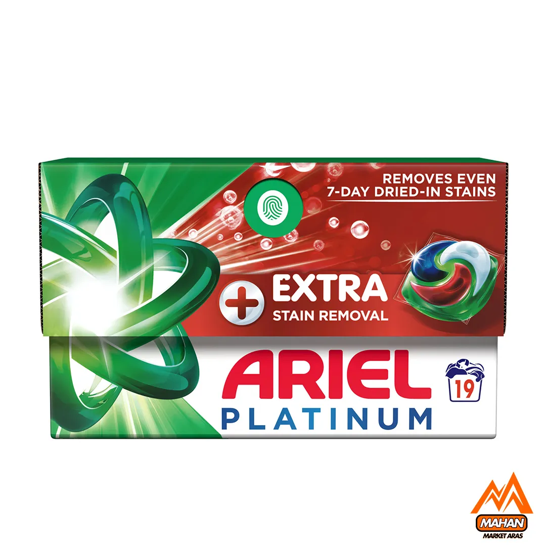 کپسول مایع لباسشویی آریل ARIEL پلاتینیوم پادز ۱۹ بار شستشو وزن 440 گرم