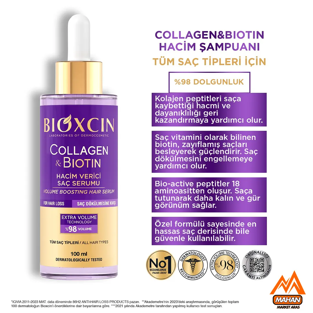 سرم حجم دهنده مو کلاژن بیوتین بیوکسین BIOXCIN حجم 100 میل - Image 5