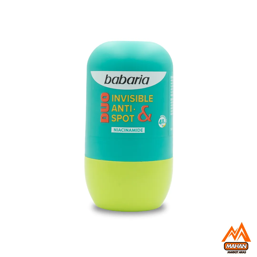 رول ضدتعریق بدون آلومینیوم ضدتیرگی INVISIBLE & ANTI SPOT باباریا BABARIA حجم 50 میل
